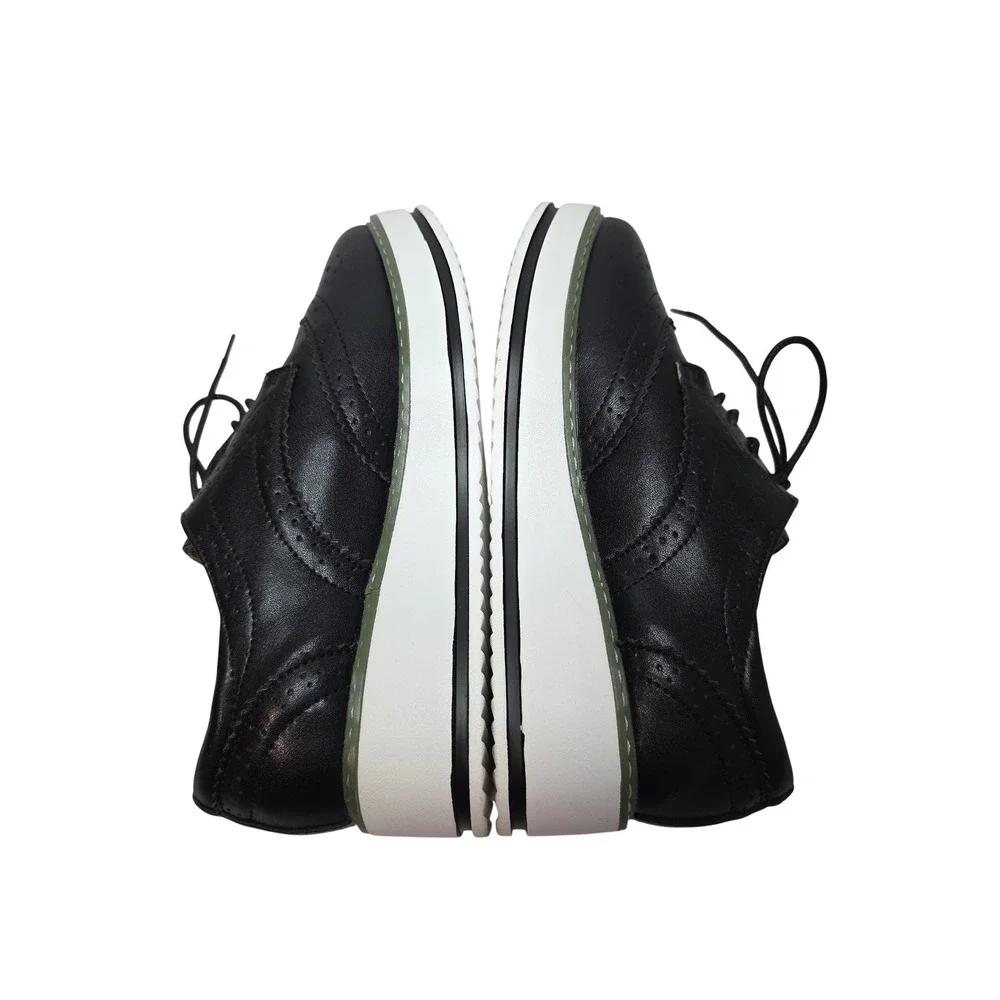 Black Wingtip Platform Oxford Brogue‎ Shoes Dadawen Chunky White Sole EU 39 US 8